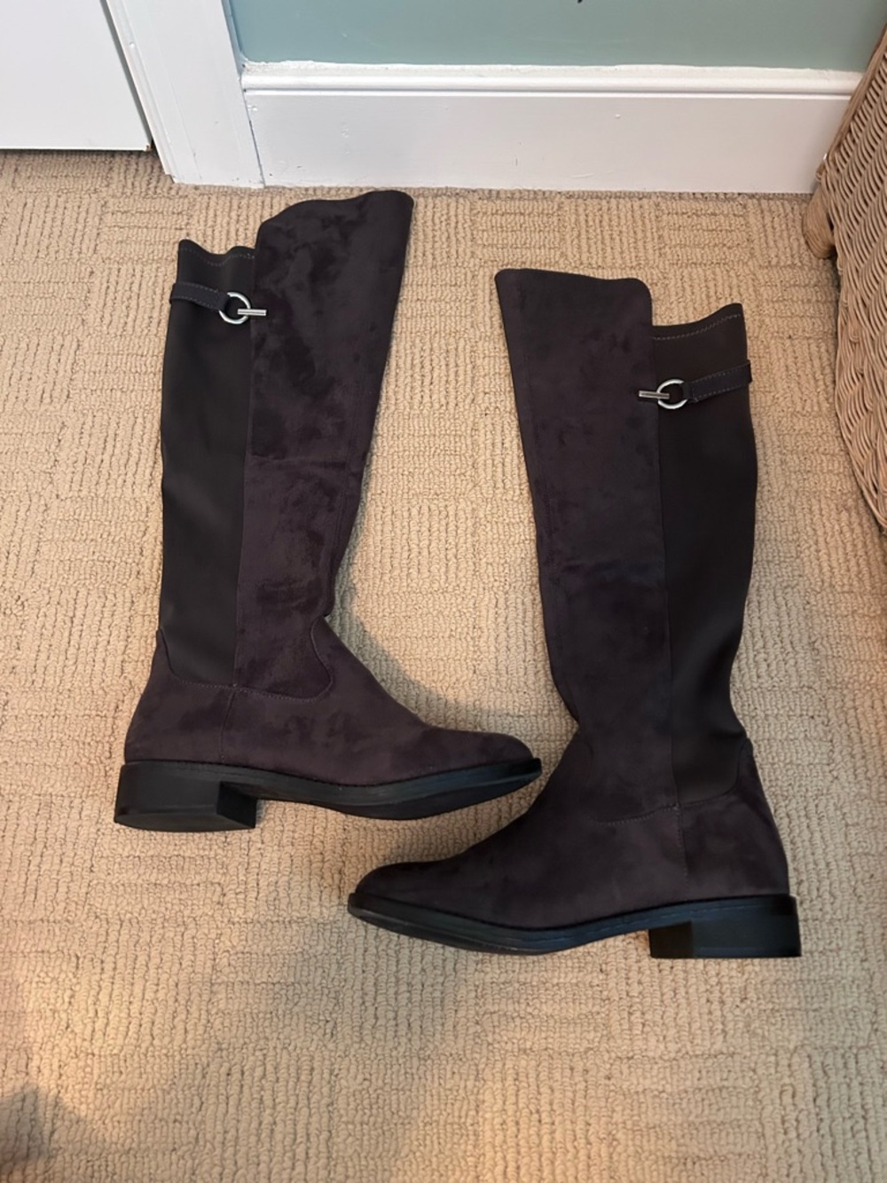 Tall Suede-Look Boots in Dark Brown
